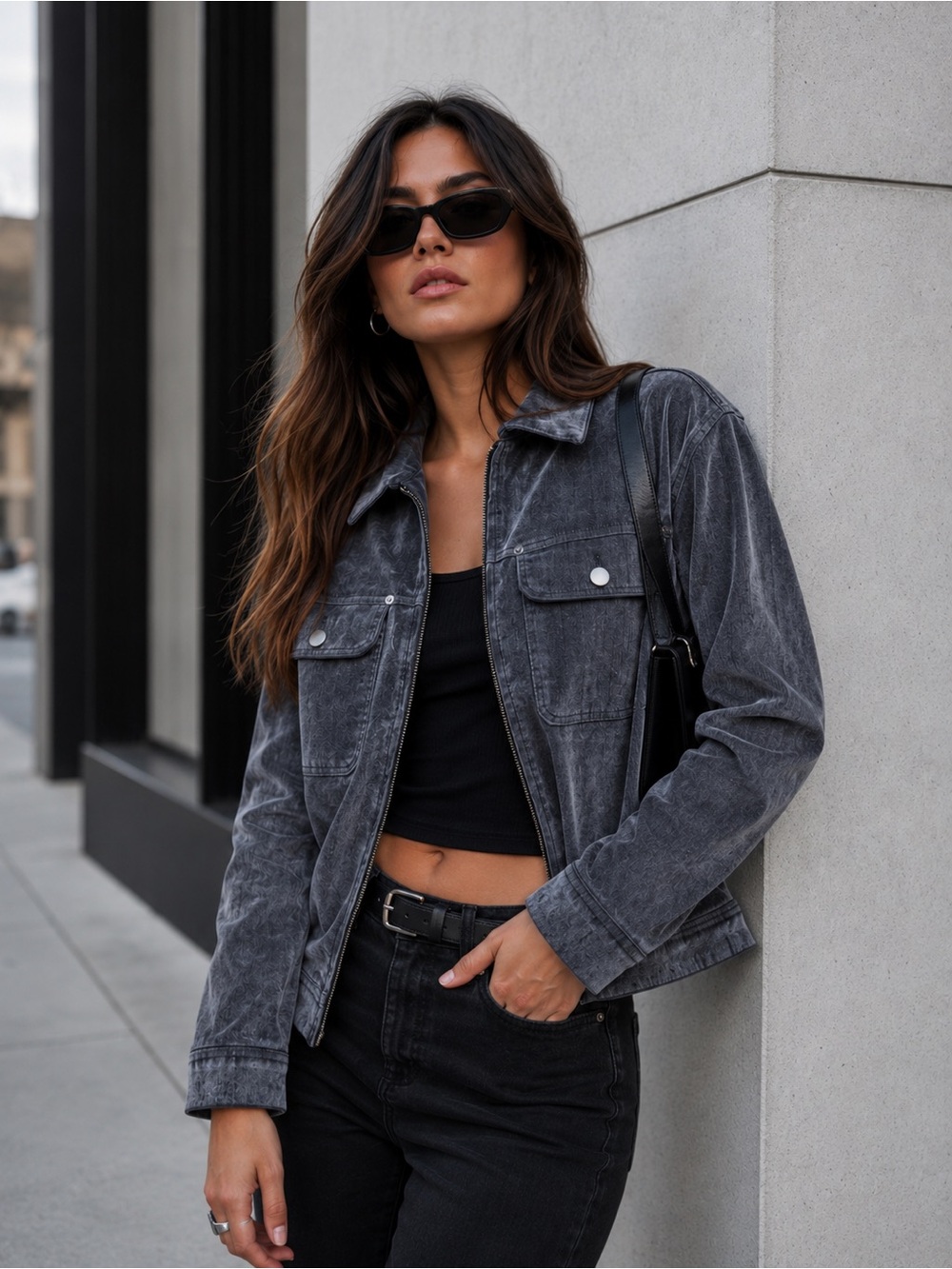 NEW Universal Thread Flocked Denim Jean Jacket Size M